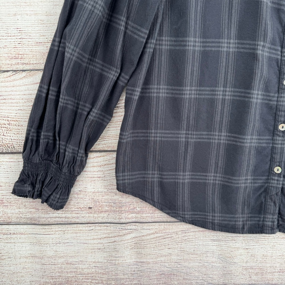Faherty Button Down Top Womens Medium Grey Plaid Organic Cotton WTH2101-ASP - Picture 9 of 9